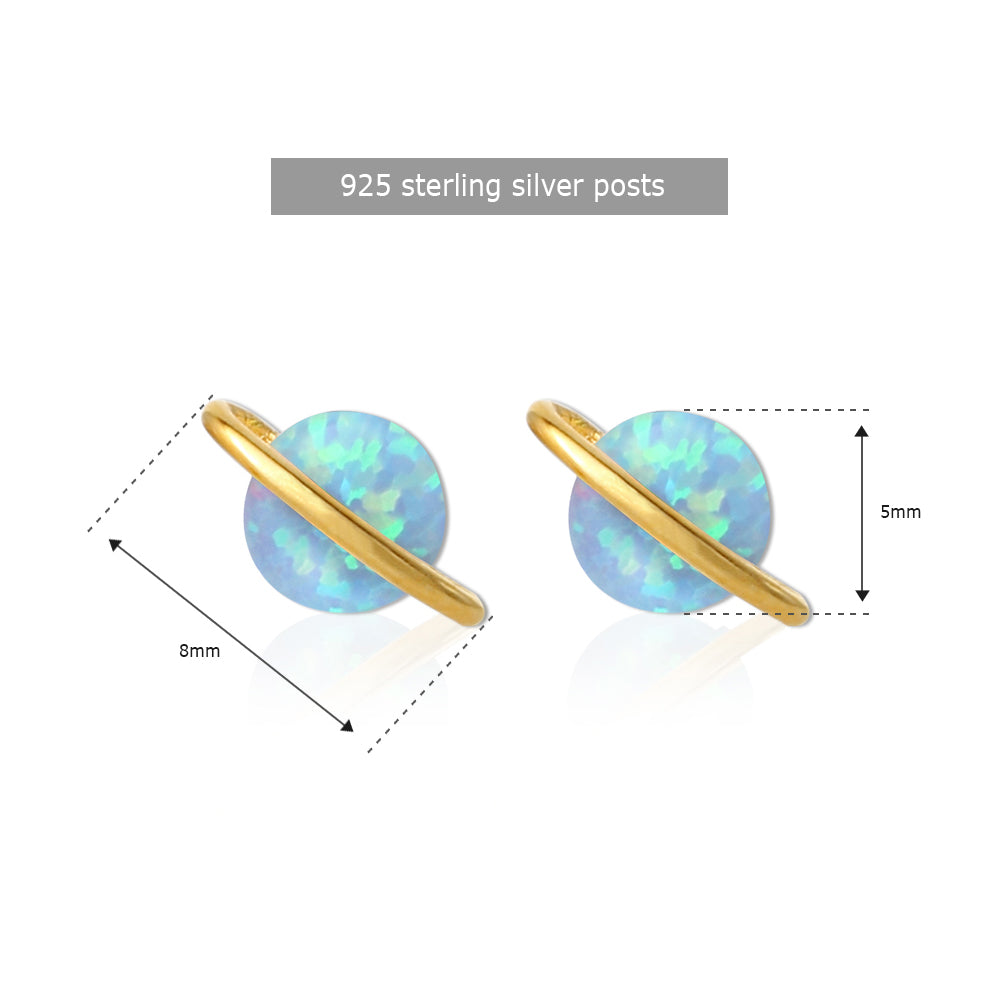 Blue Opal Planet Earrings