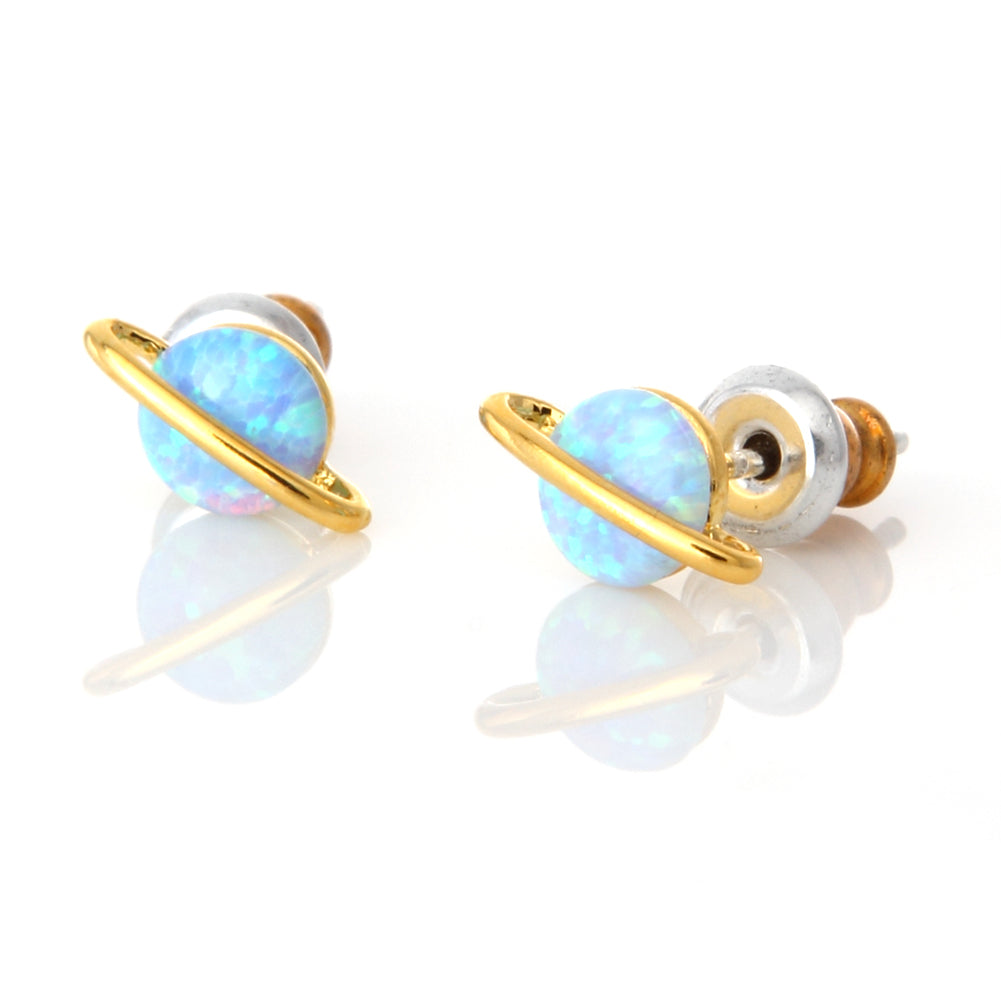 Blue Opal Planet Earrings