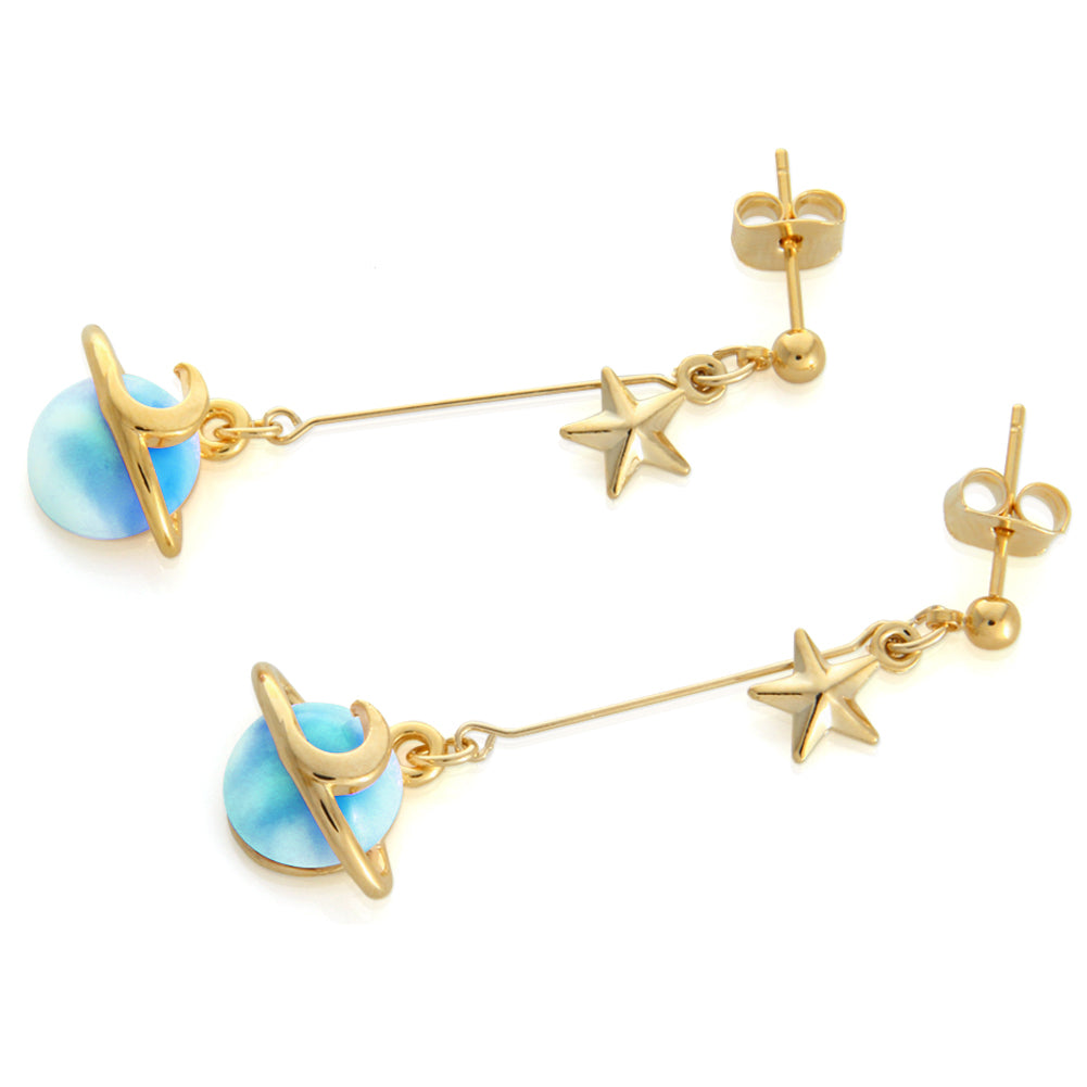 Marble Blue Planet Dangle Earrings