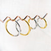 Simple 2 tone Hoop Huggie Stainless Steel Earrings