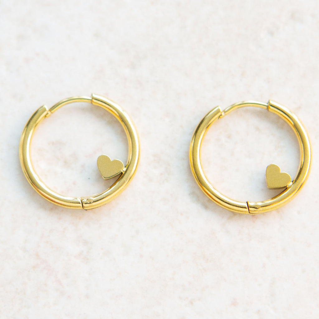 Little Heart Hoop Earrings Huggie Stainless Steel