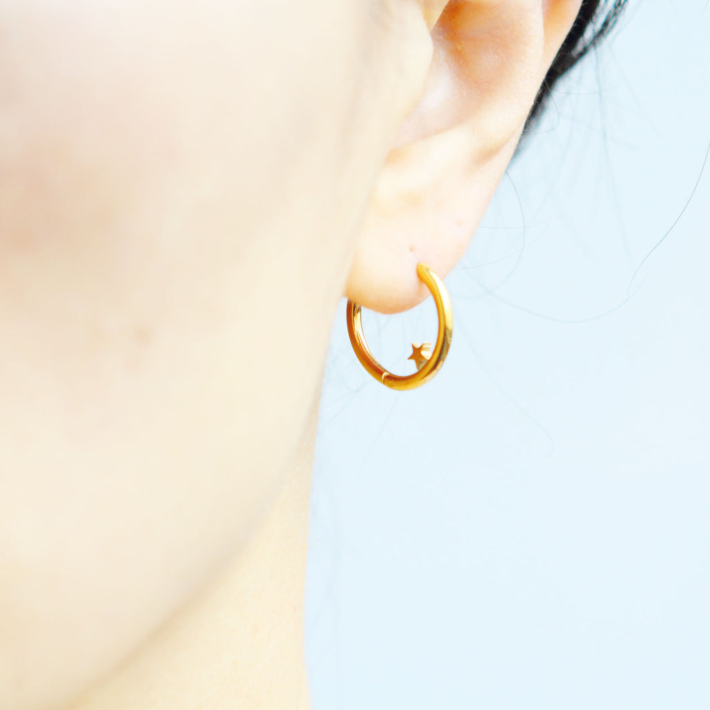 Little Heart Hoop Earrings Huggie Stainless Steel