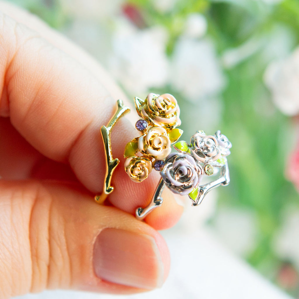 Wild Roses Flower Adjustable Ring