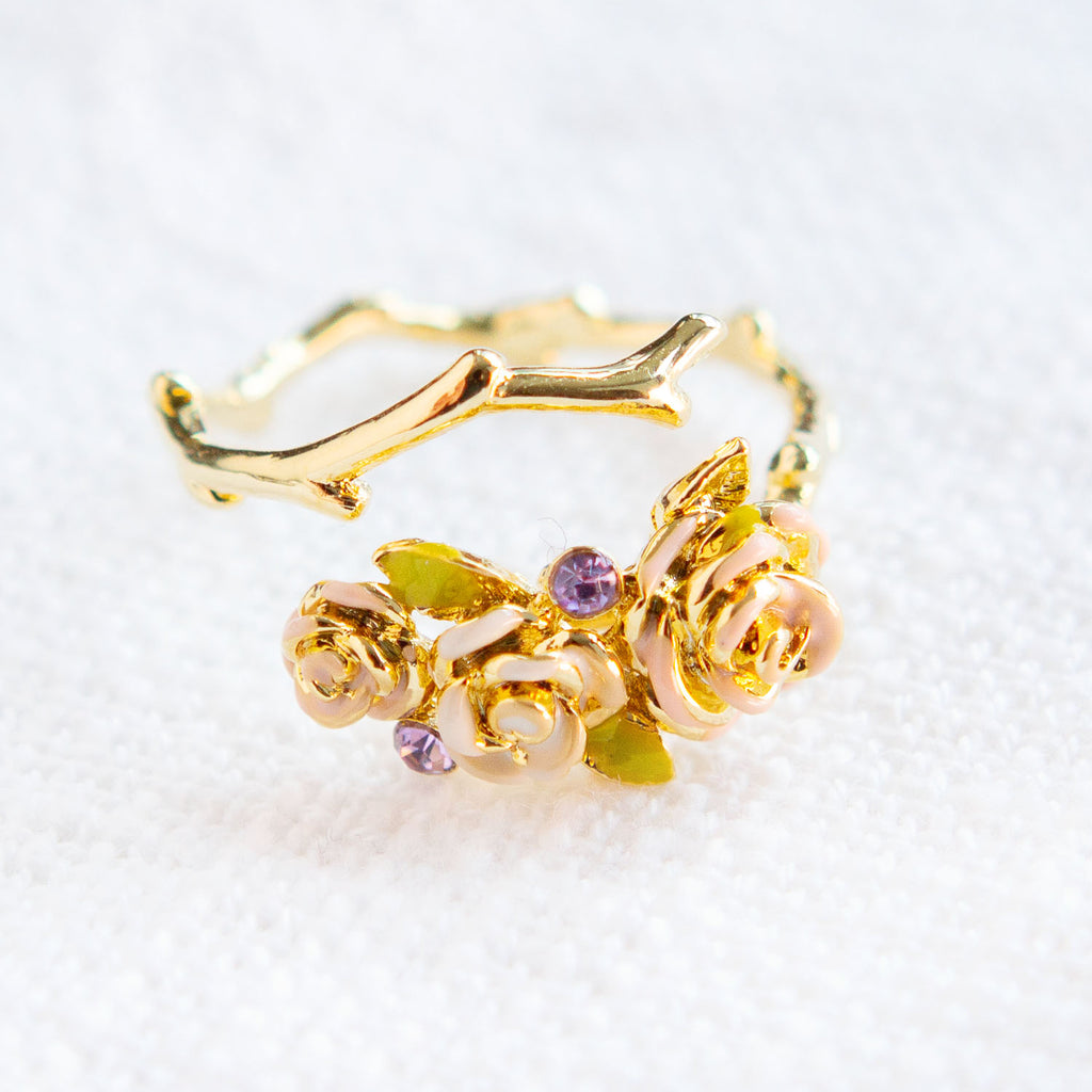 Wild Roses Flower Adjustable Ring