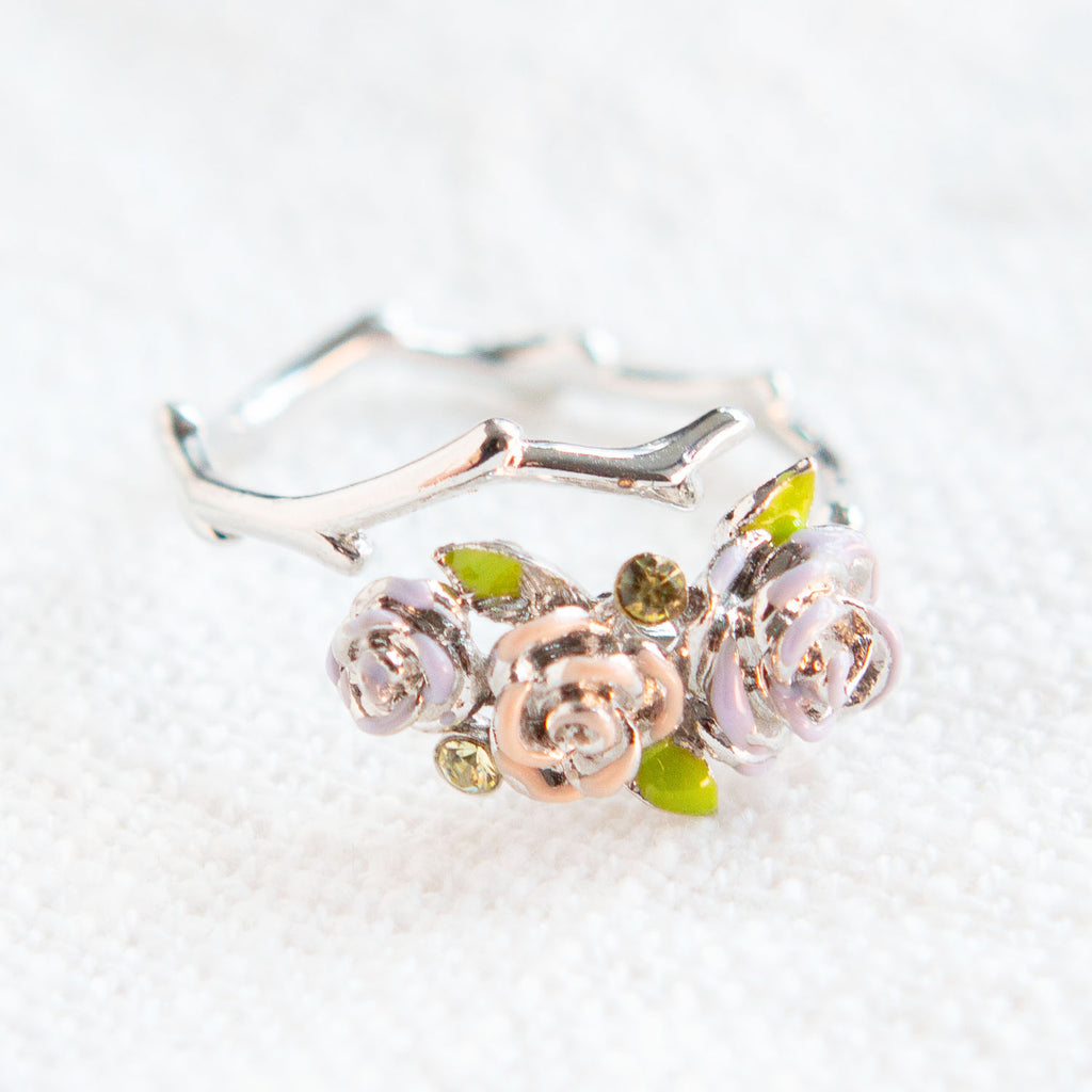 Wild Roses Flower Adjustable Ring