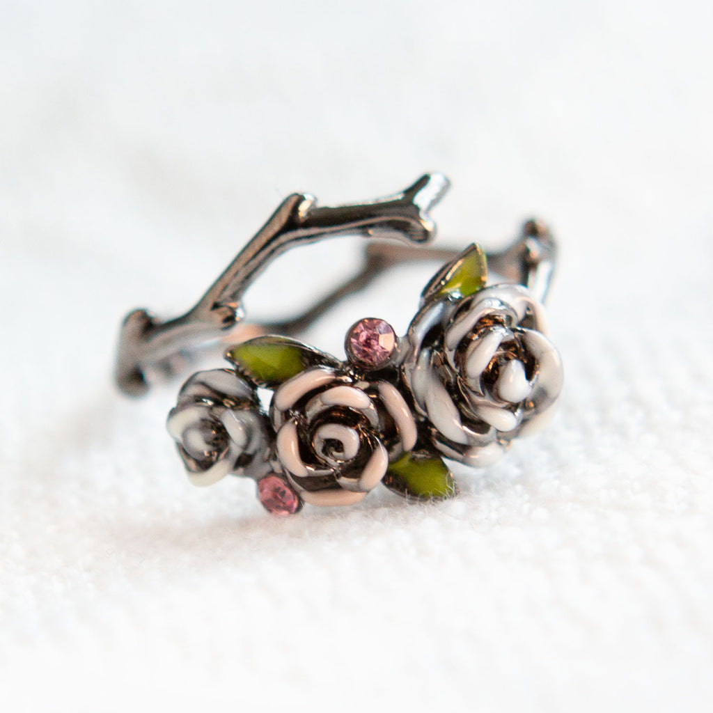 Wild Roses Flower Adjustable Ring