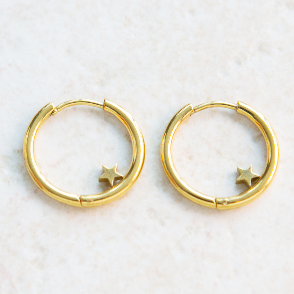 Little Star Hoop Earrings Huggie Stainless Steel