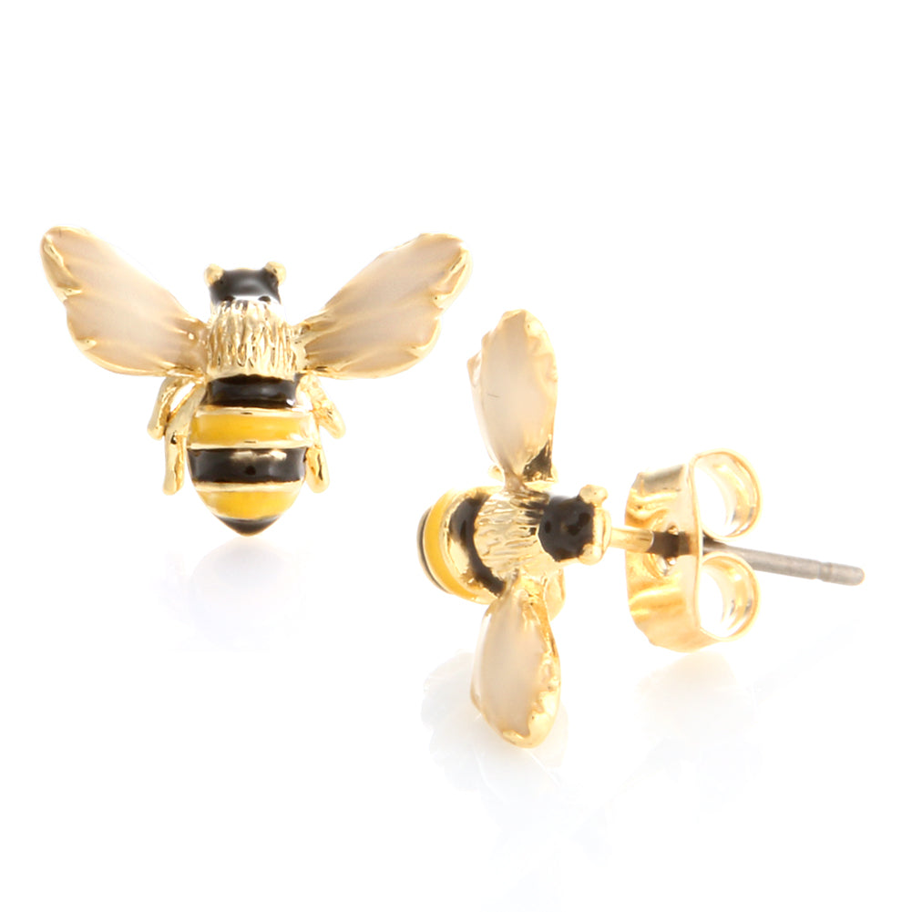 Epoxy Honeybee Stud Earrings