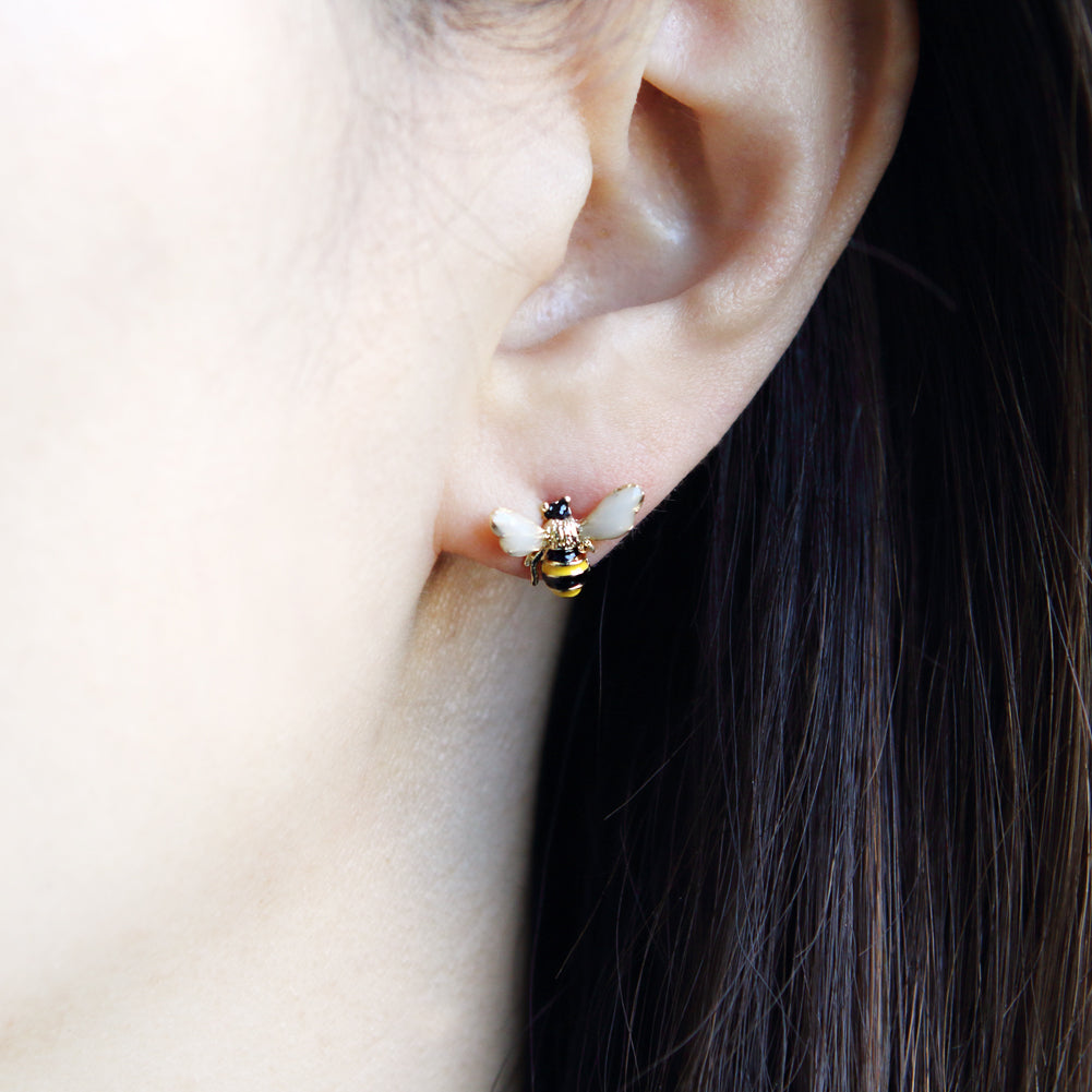 Epoxy Honeybee Stud Earrings