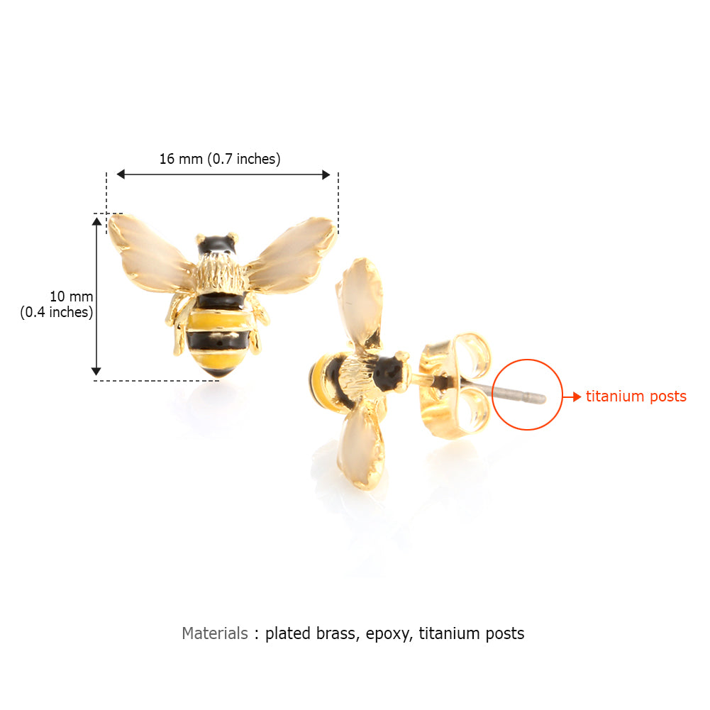 Epoxy Honeybee Stud Earrings