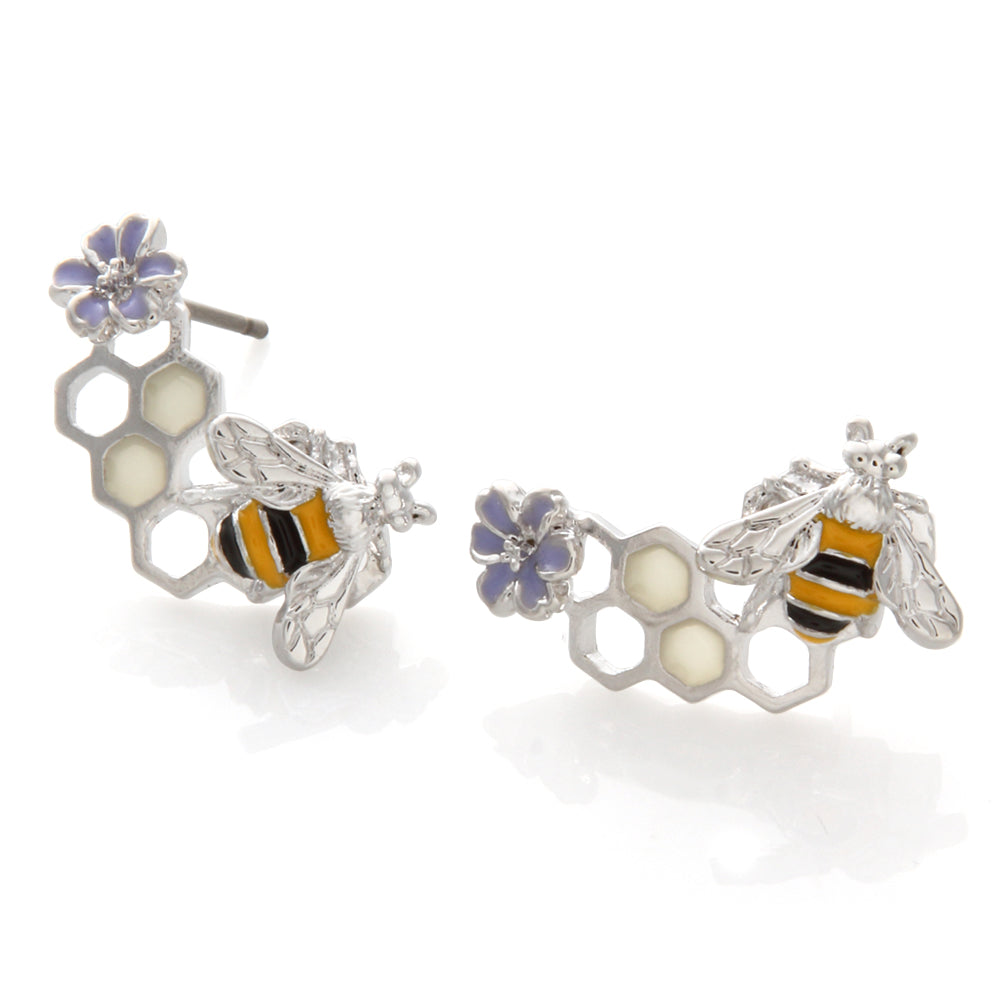 Bumble Bee and Honeycomb Earrings