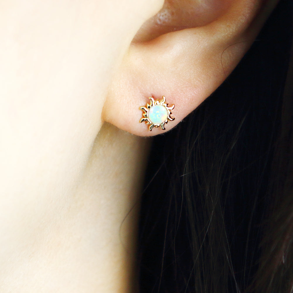 Opal Sun Studs Earrings