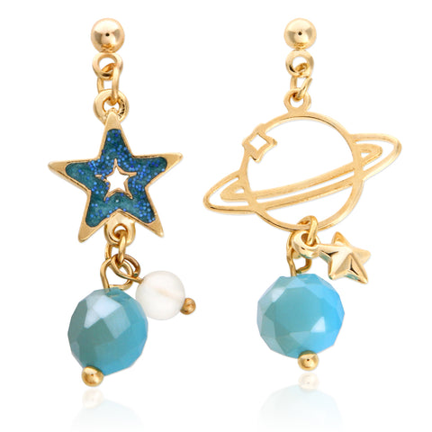 Marble Blue Planet Dangle Earrings