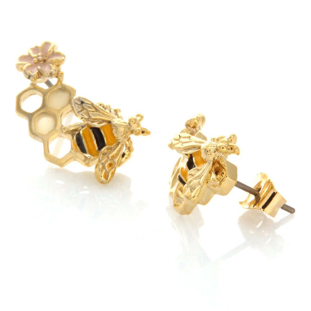 Bumble Bee and Honeycomb Earrings