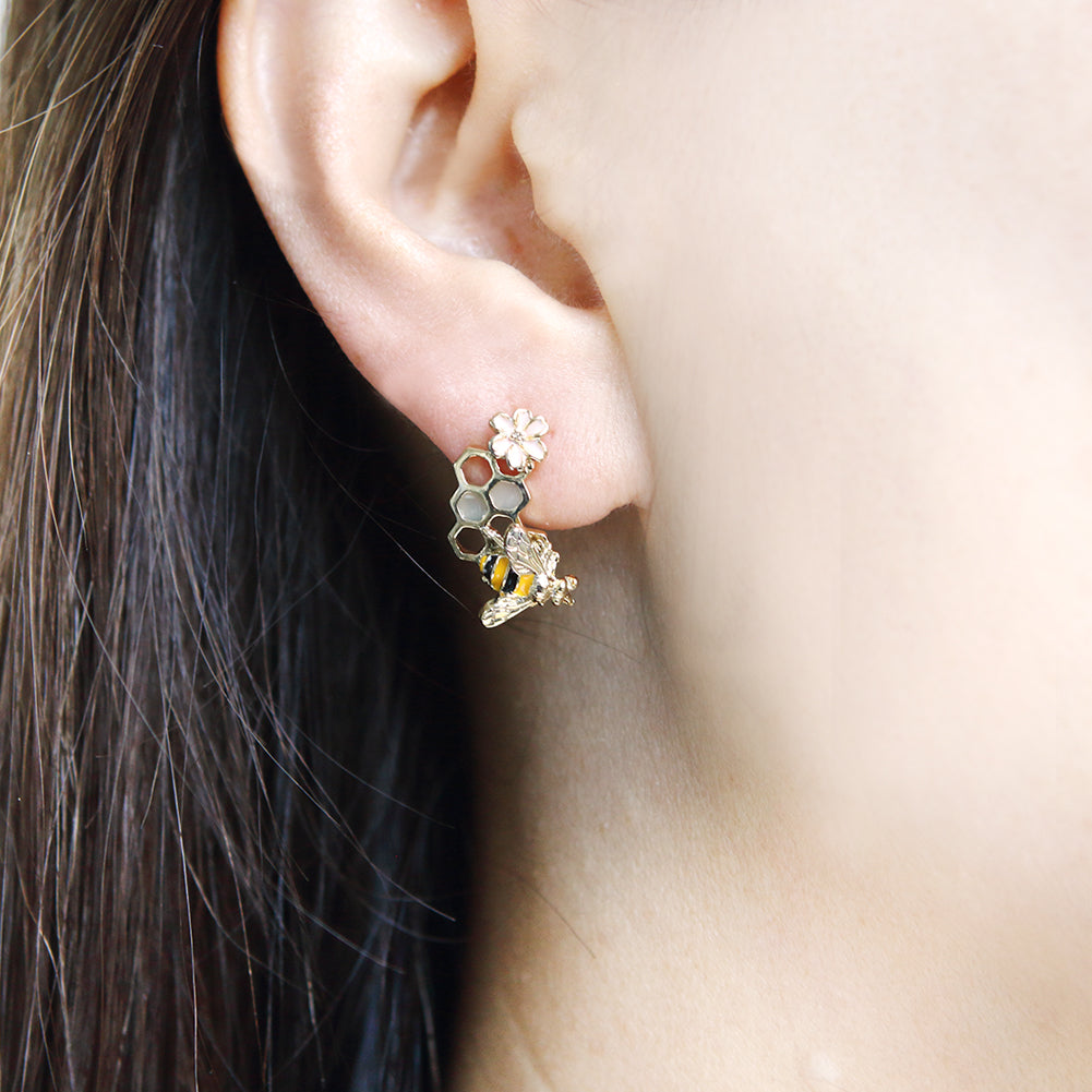 Bumble Bee and Honeycomb Earrings