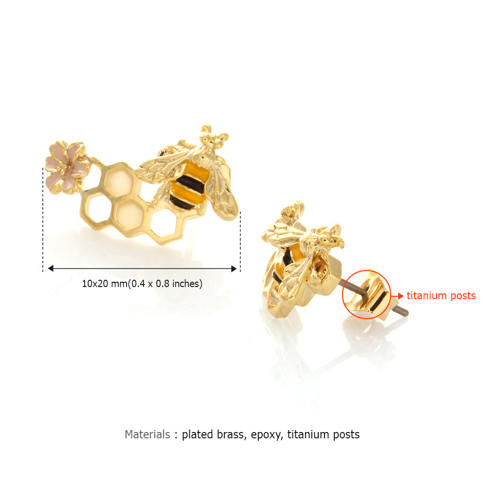Bumble Bee and Honeycomb Earrings