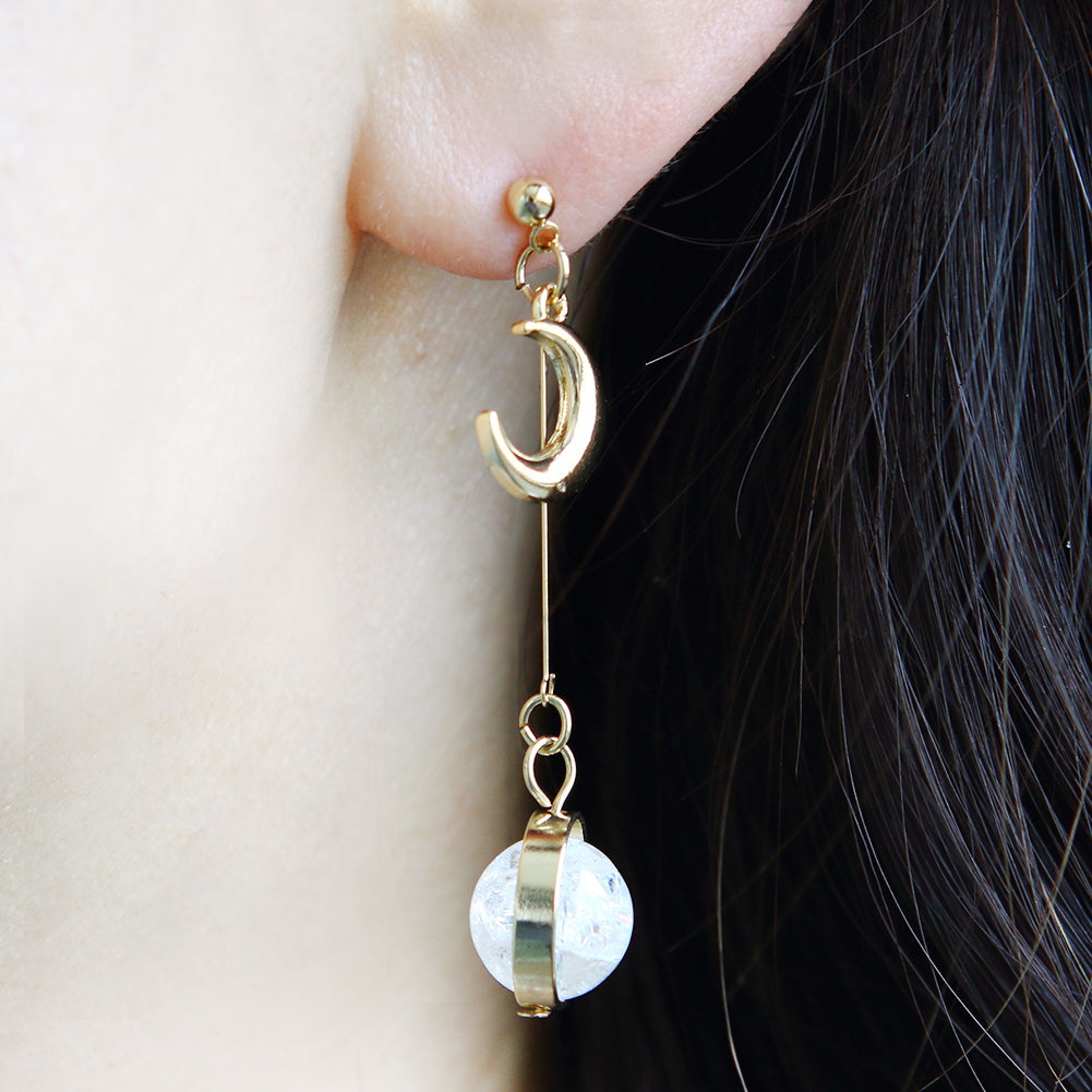 MoonStar White Planet Dangle Earrings