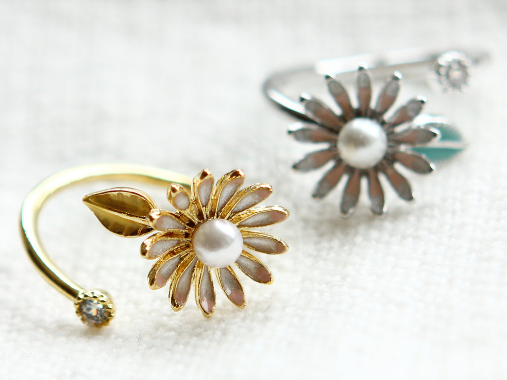Flower and Leaf Adjustable Ring