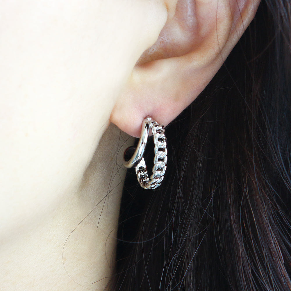Twisted 2 Lines Split HOOP EARRINGS