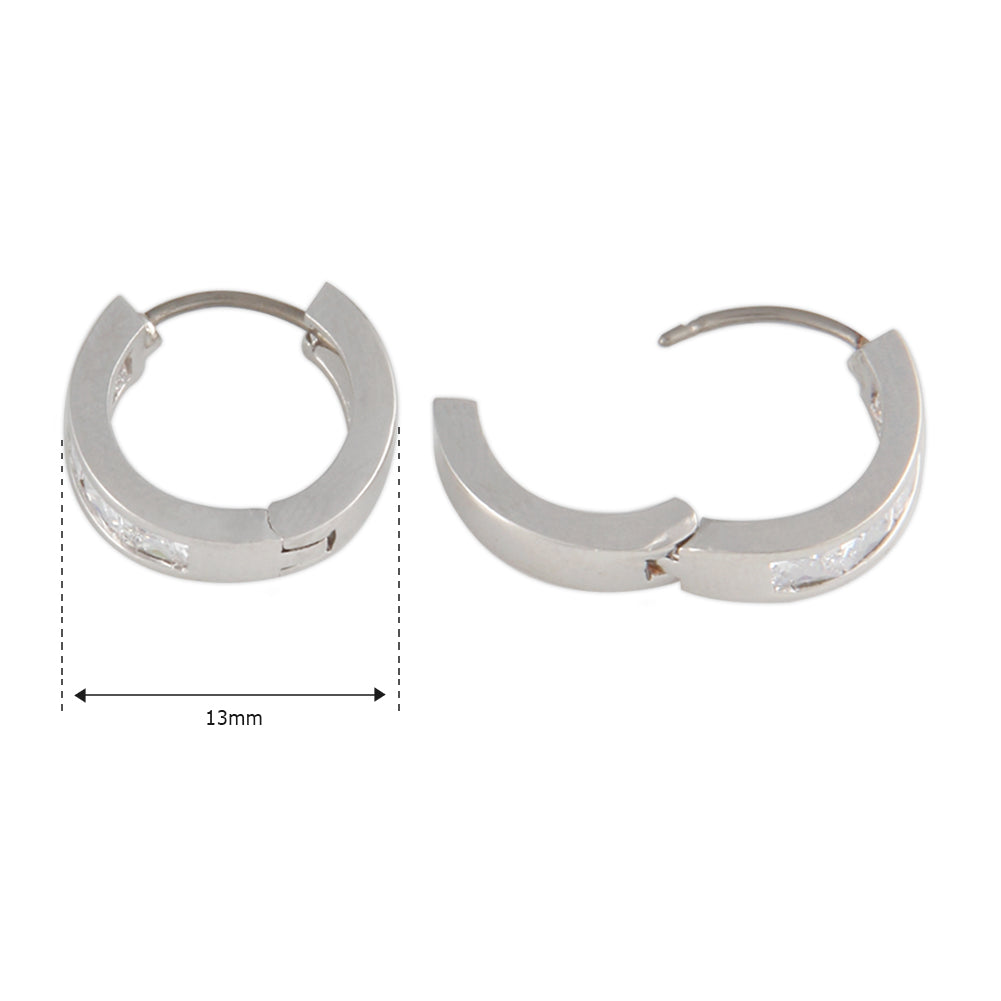 13 mm_Princess Cut CZ Hoop Huggie Earrings