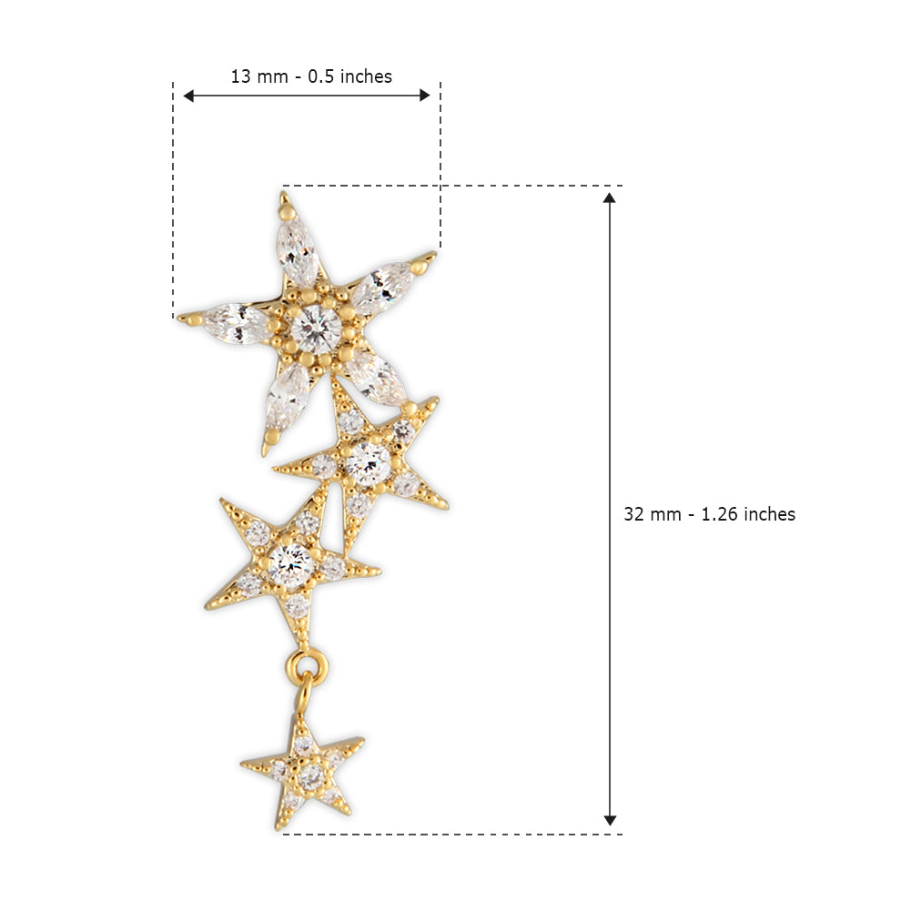 Flowers and Stars Crystal Dangle Drop Earrings