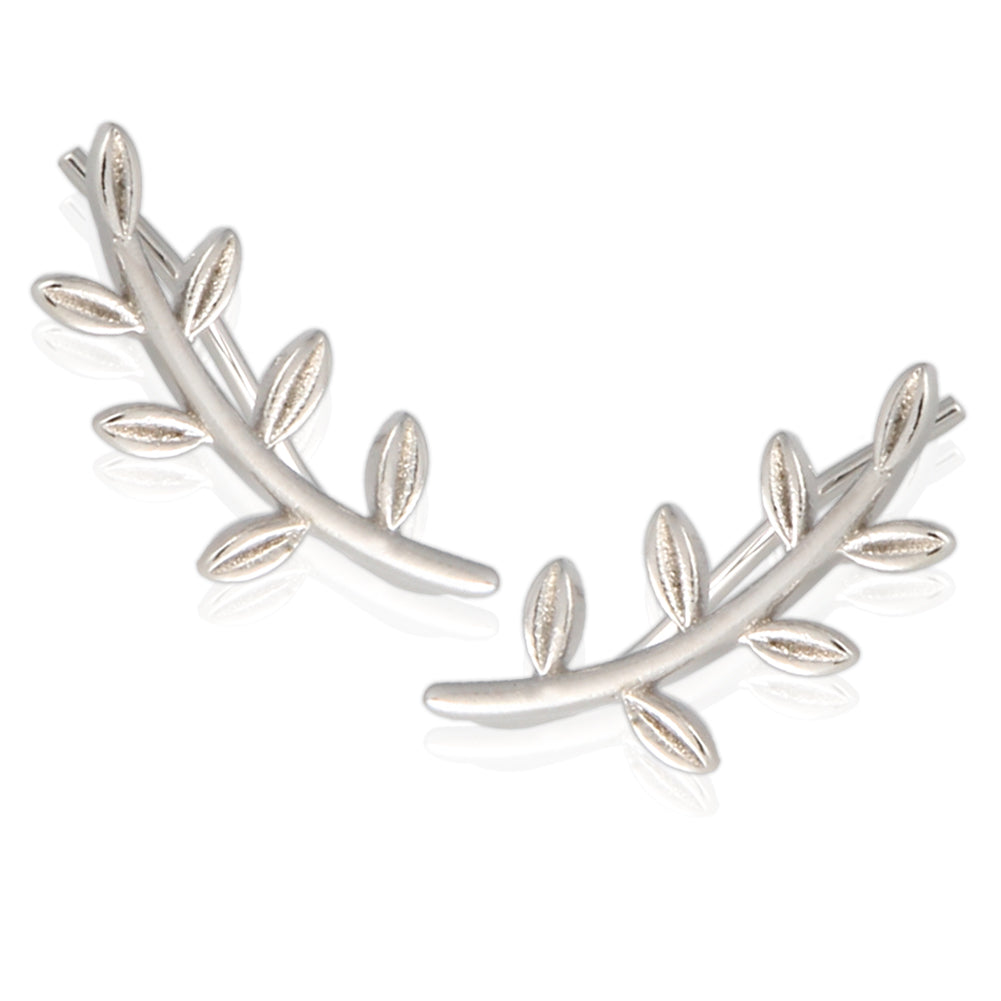 Olive Leaf Ear Climbers Cuff Crawler Earrings