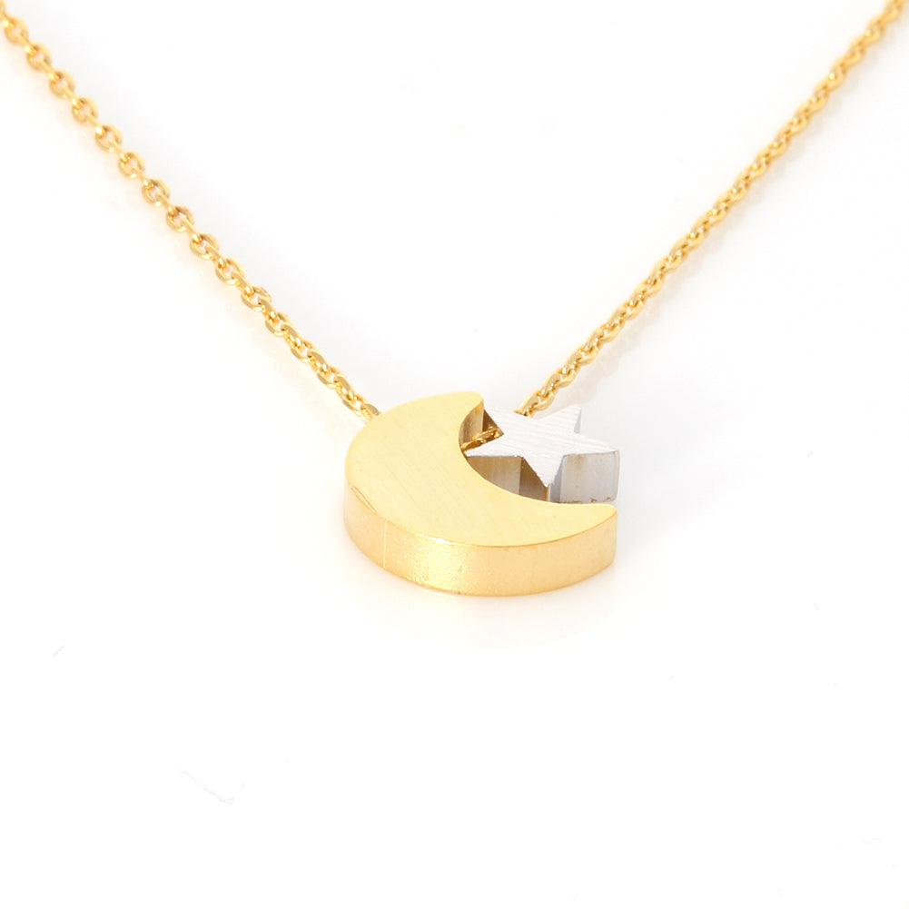 Crescent moon and tiny star necklace