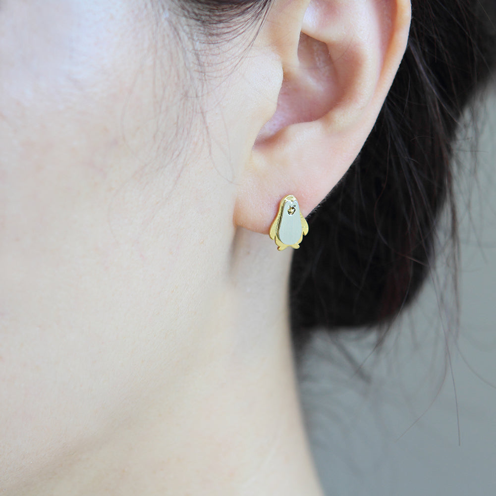 2 Tone Penguin Earrings