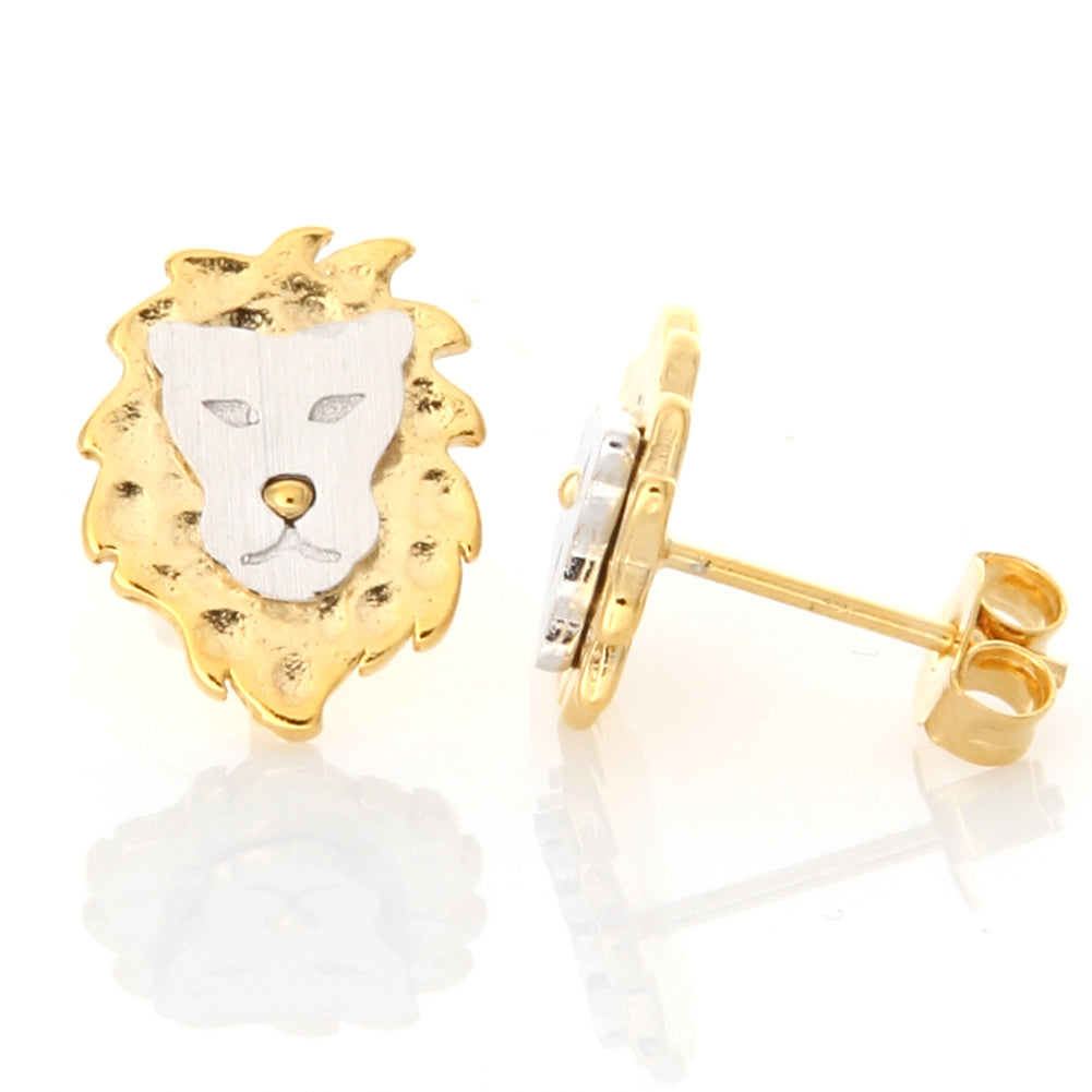2 Tone Lion Earrings