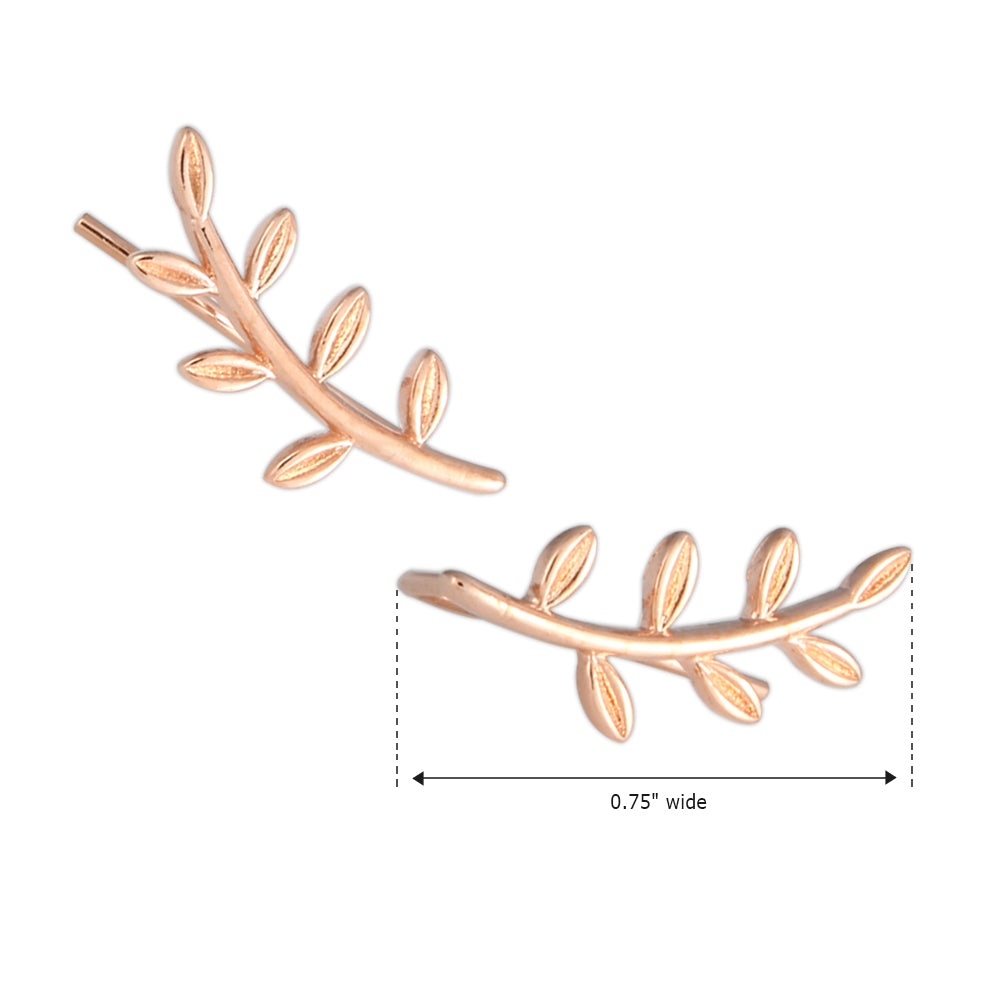 Olive Leaf Ear Climbers Cuff Crawler Earrings