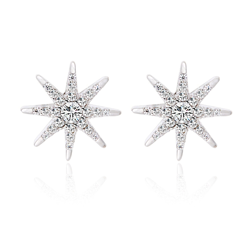 CZ Starburst Earrings Studs