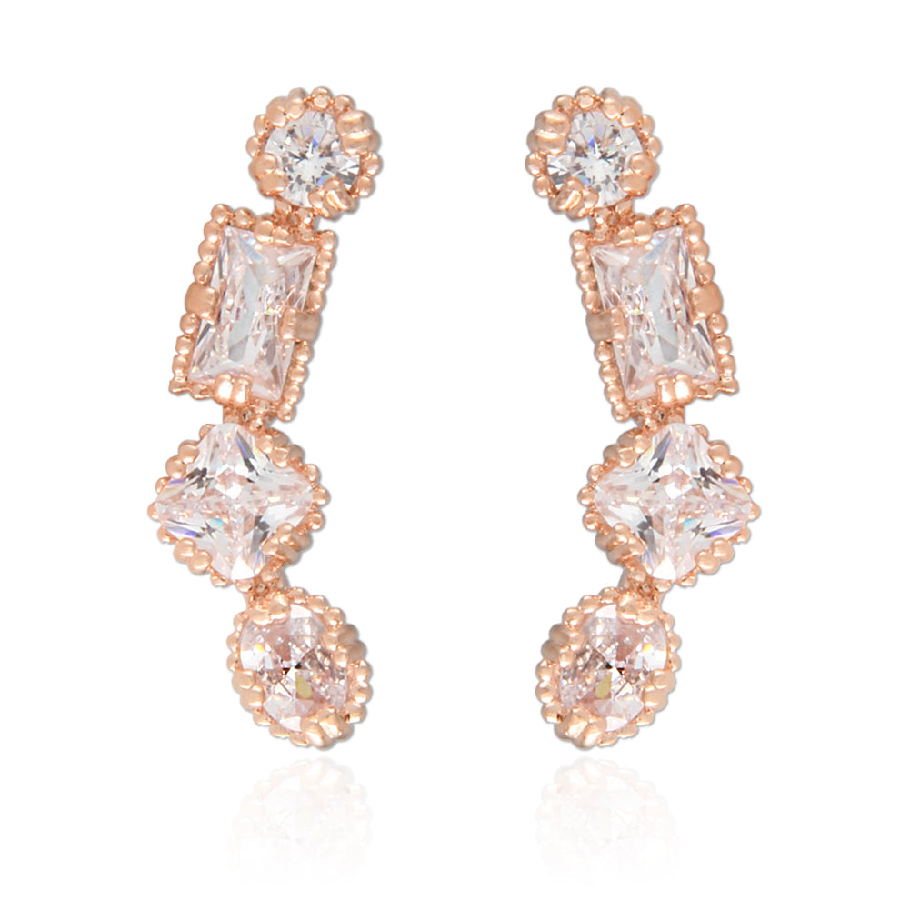 Geometric CZ Ear Climbers Cuff Crawler Earrings
