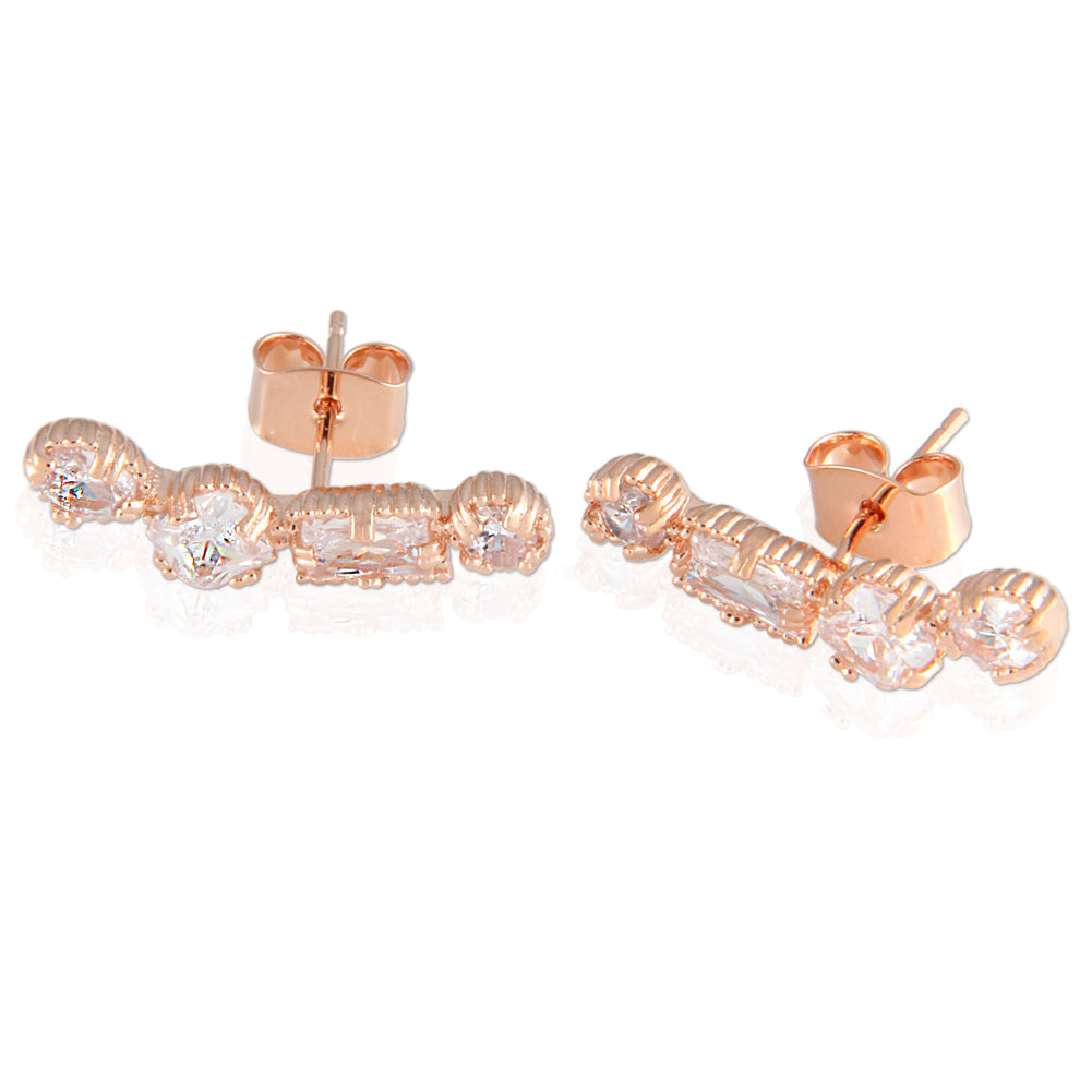 Geometric CZ Ear Climbers Cuff Crawler Earrings