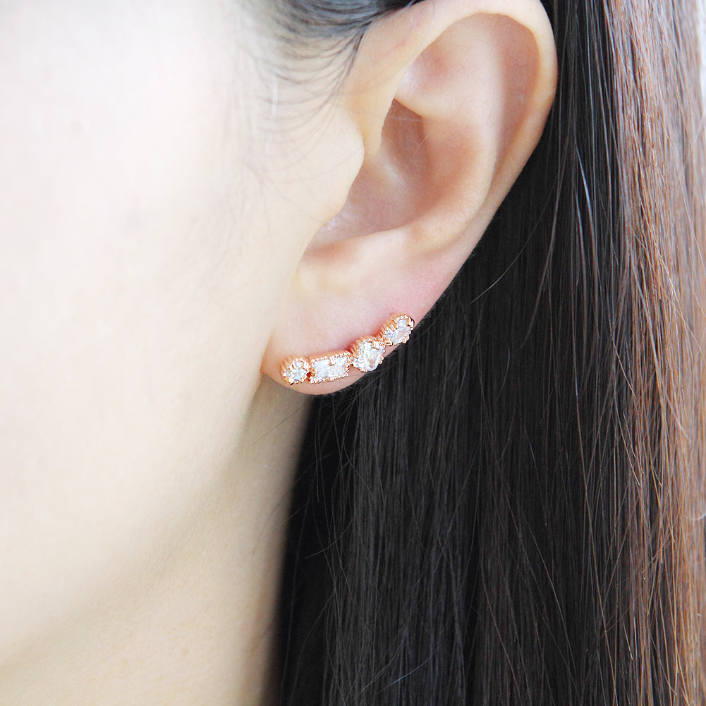 Geometric CZ Ear Climbers Cuff Crawler Earrings