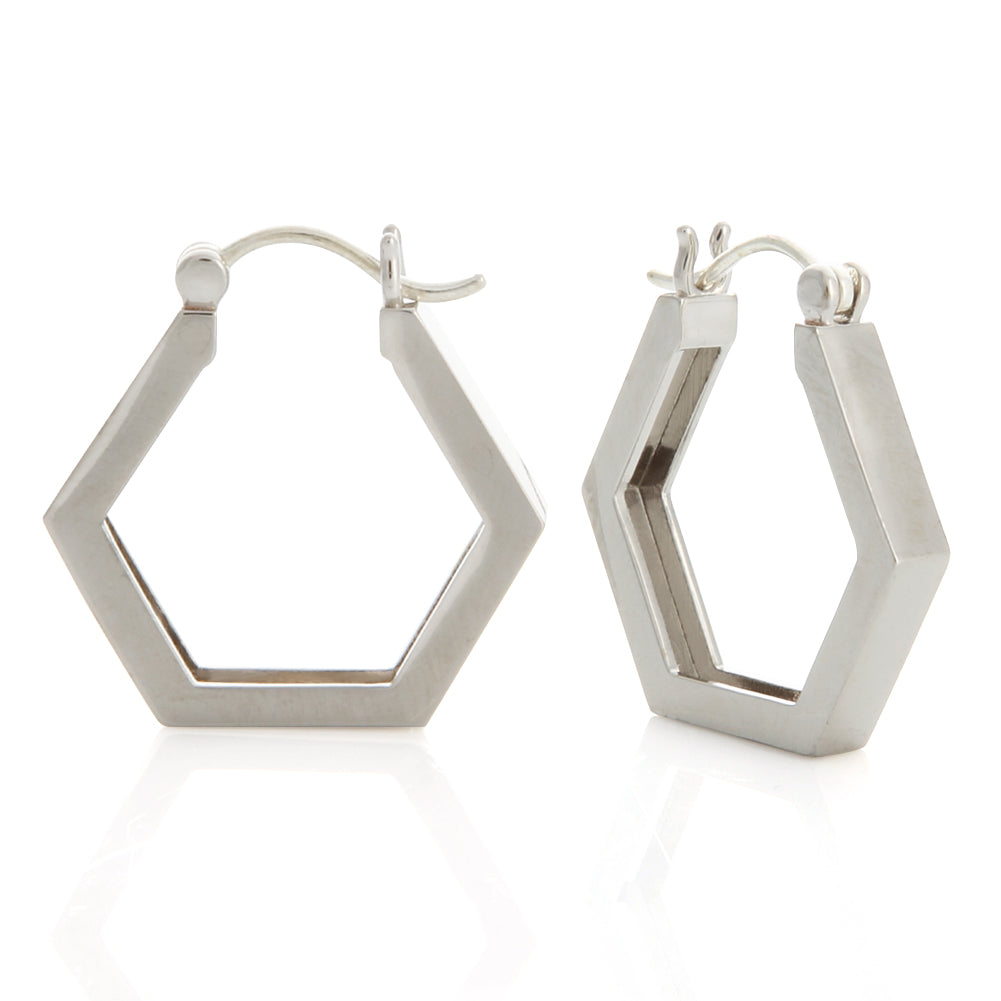 Thick hexagon Huggie Hoop Earrings