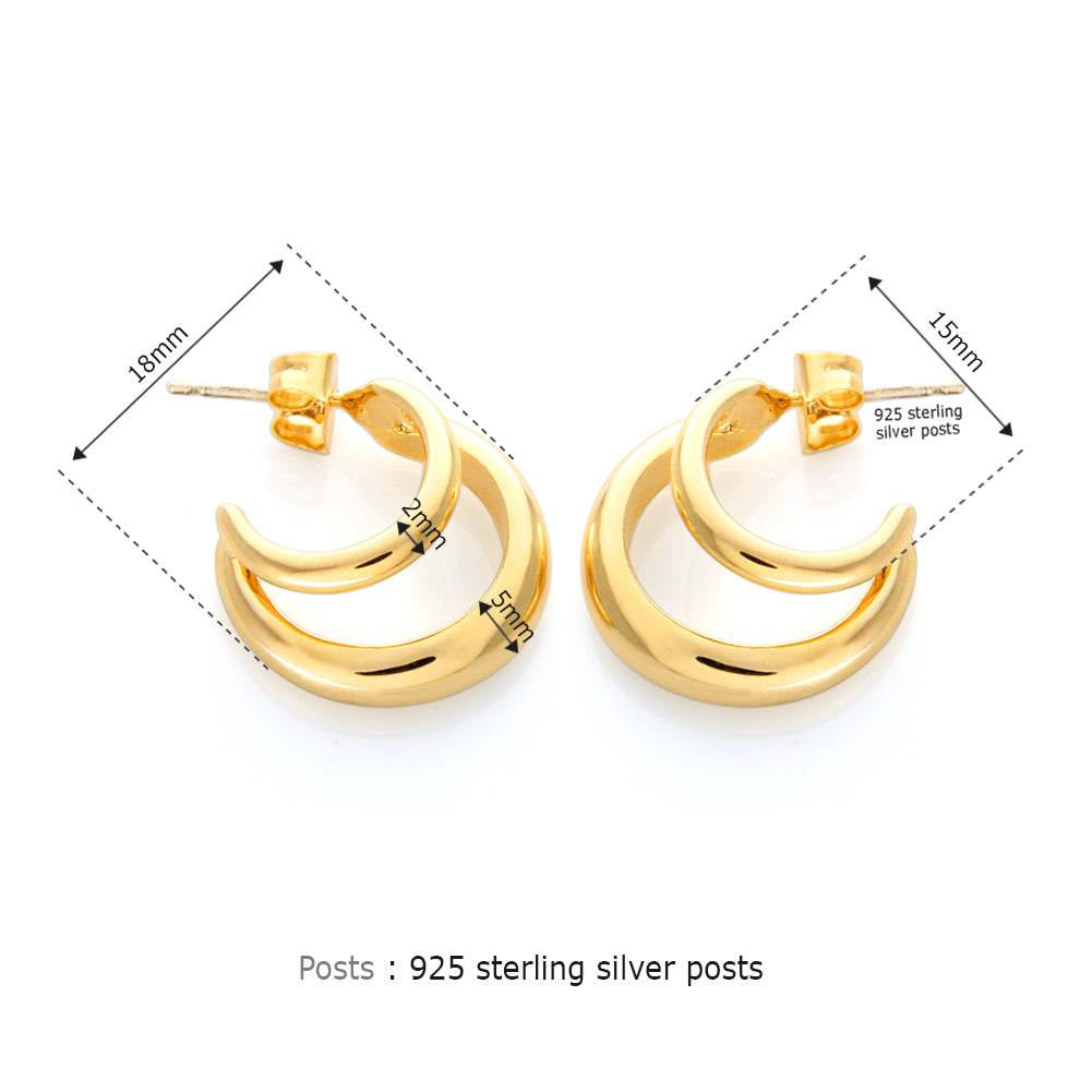 Double Split Huggie Hoop Earrings