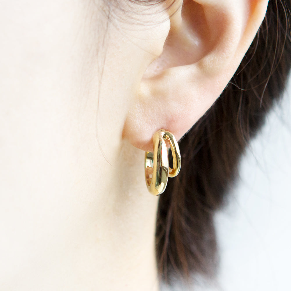 Double Split Huggie Hoop Earrings