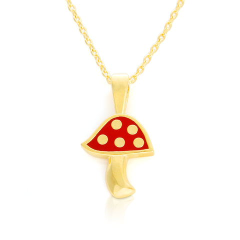 2 Tone mushroom Shape Pendant Necklace