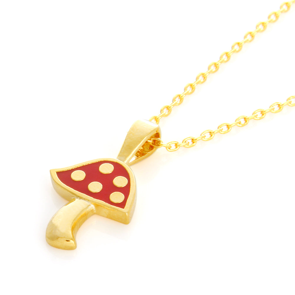 Red Mushroom Shape Pendant Necklace