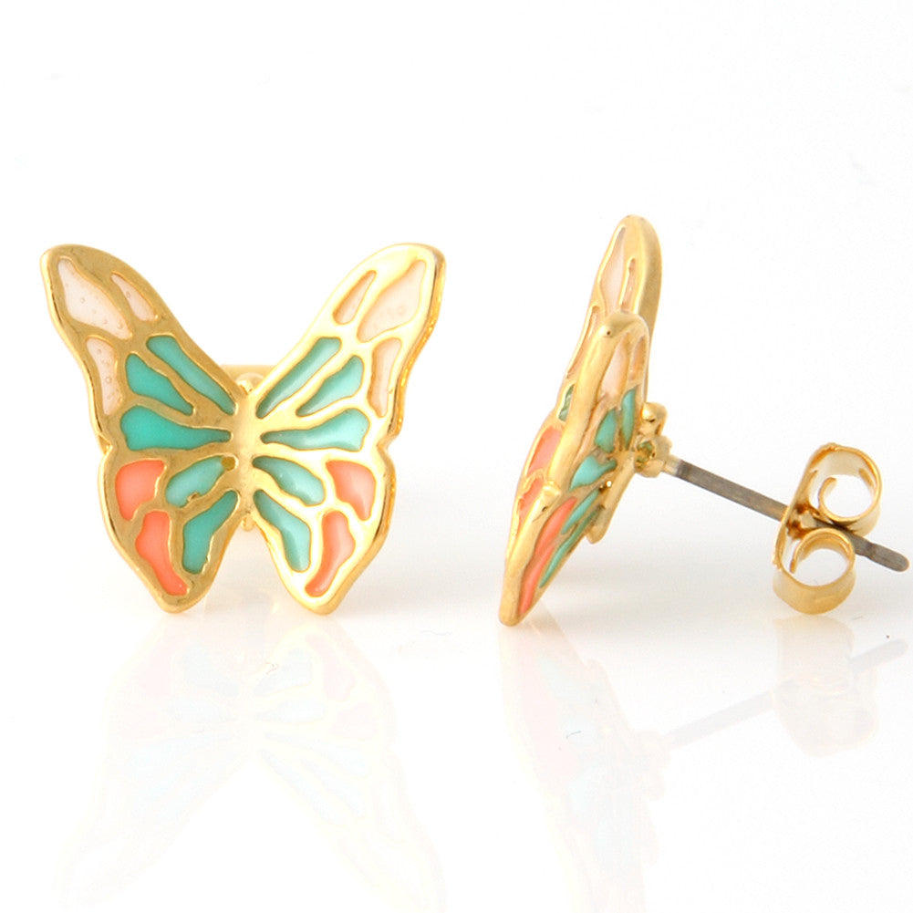 Epoxy Multicolor Butterfly Earrings