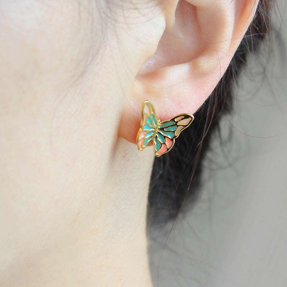 Epoxy Multicolor Butterfly Earrings