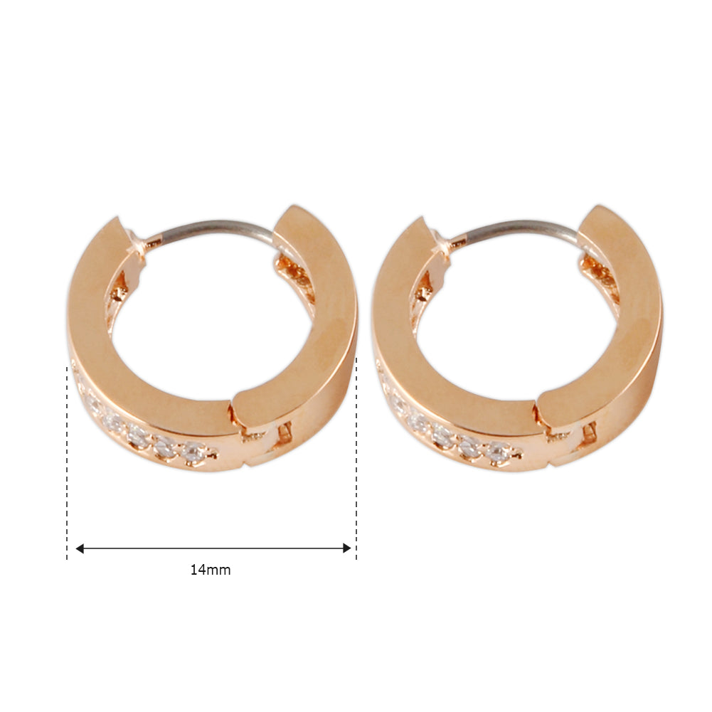 13 mm_Double Line CZ Hoop Earrings 14K Gold Plated