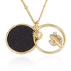 Sun and Cactus_Blue Goldstone Disc Pendant Necklace, 21.5 inches