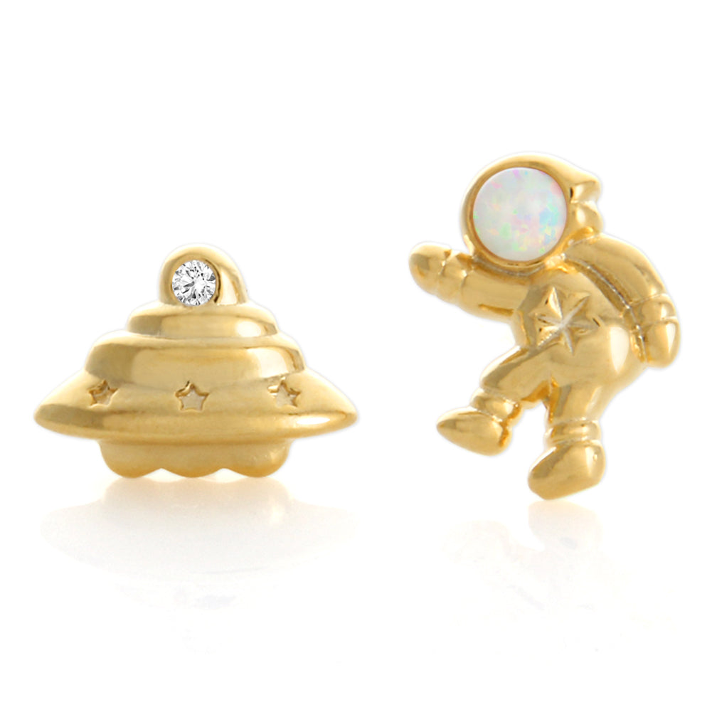 Tiny Opal Astronaut Earrings