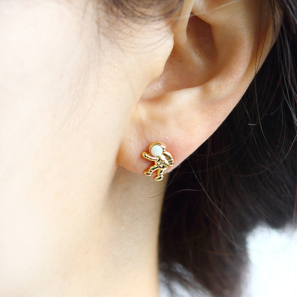 Tiny Opal Astronaut Earrings