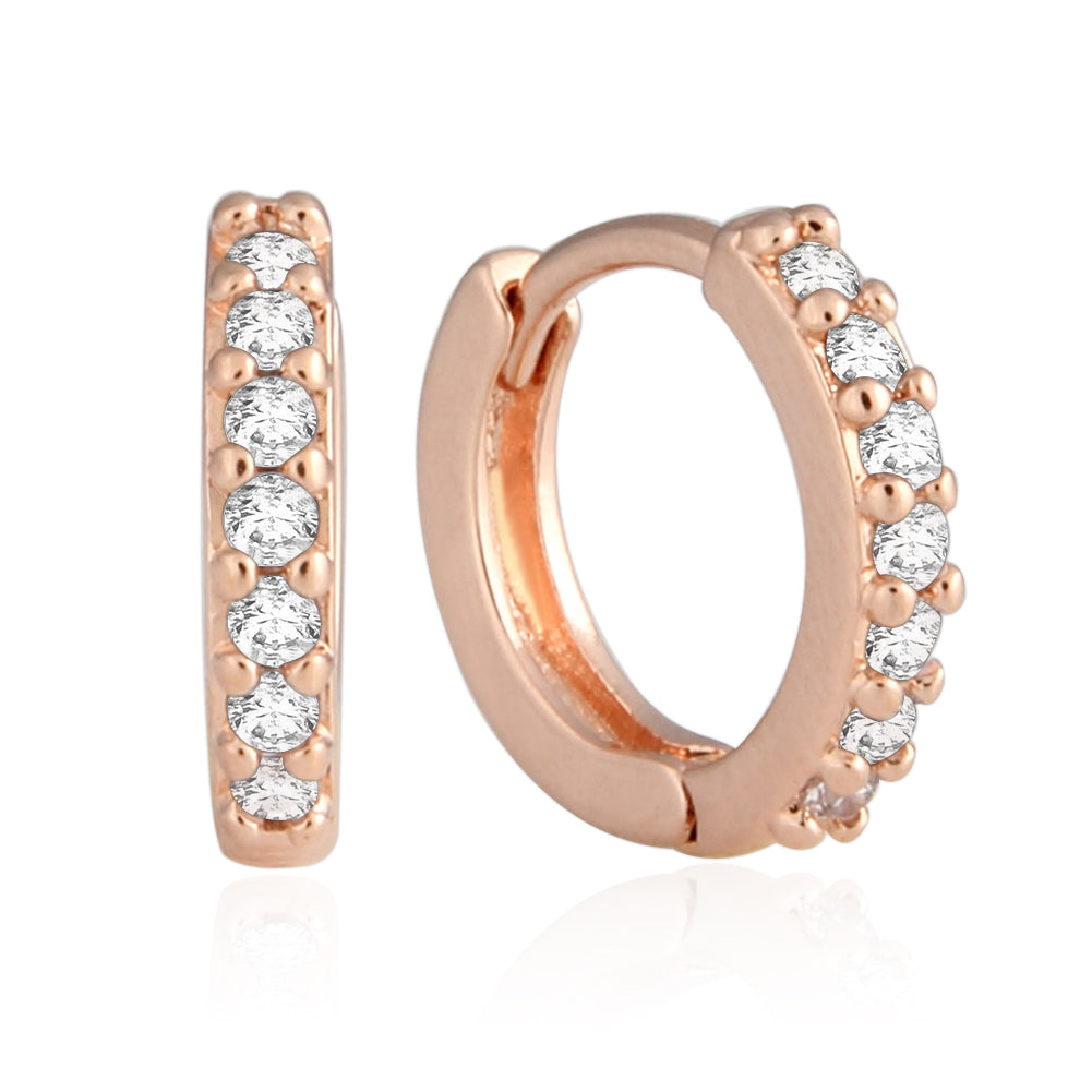 11 mm_Cubic Zirconia Small Hoop Huggie Earrings 14K Gold Plated