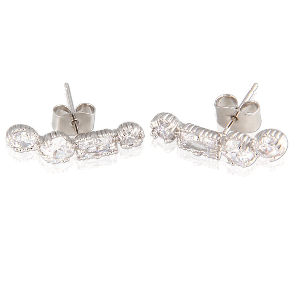 Geometric CZ Ear Climbers Cuff Crawler Earrings