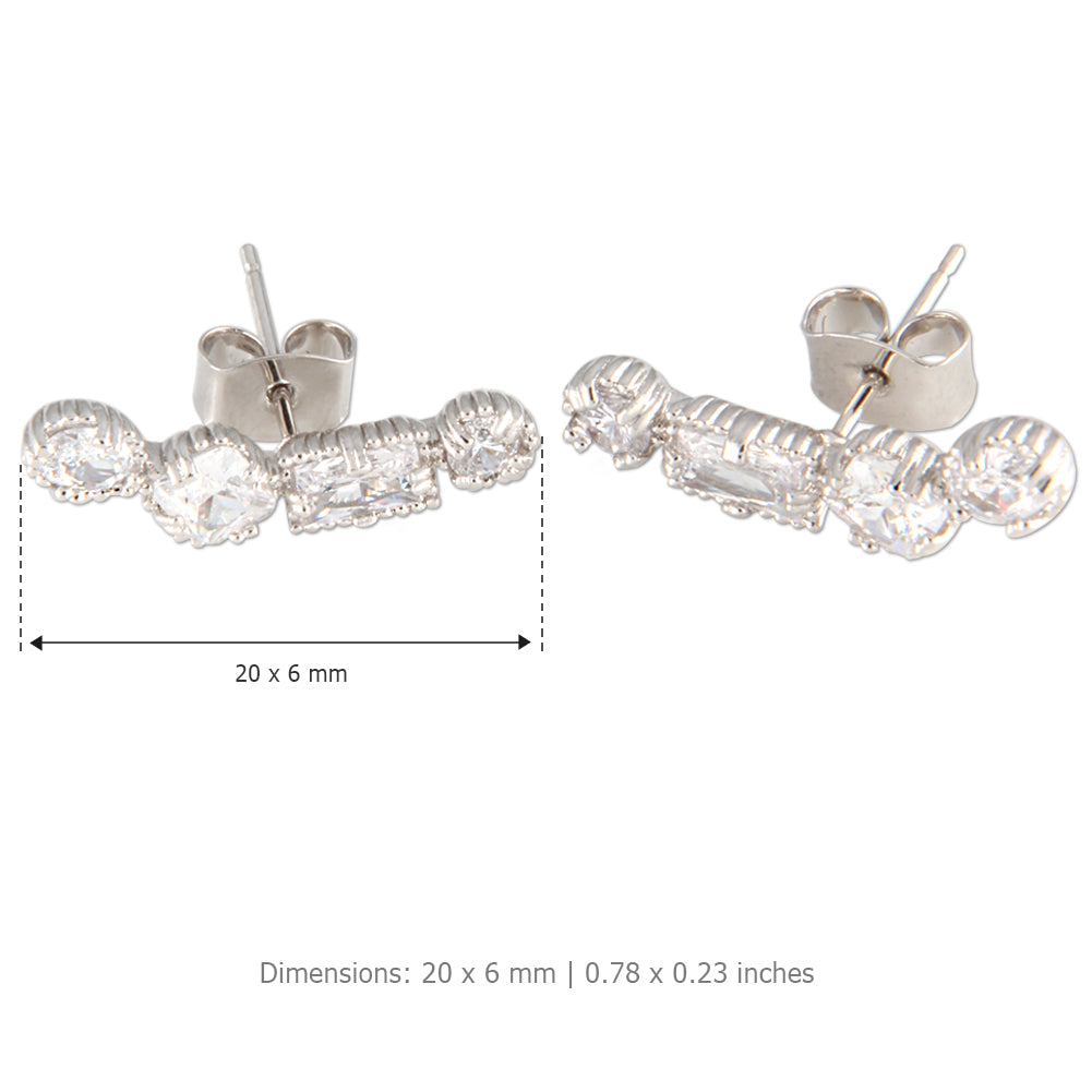 Geometric CZ Ear Climbers Cuff Crawler Earrings