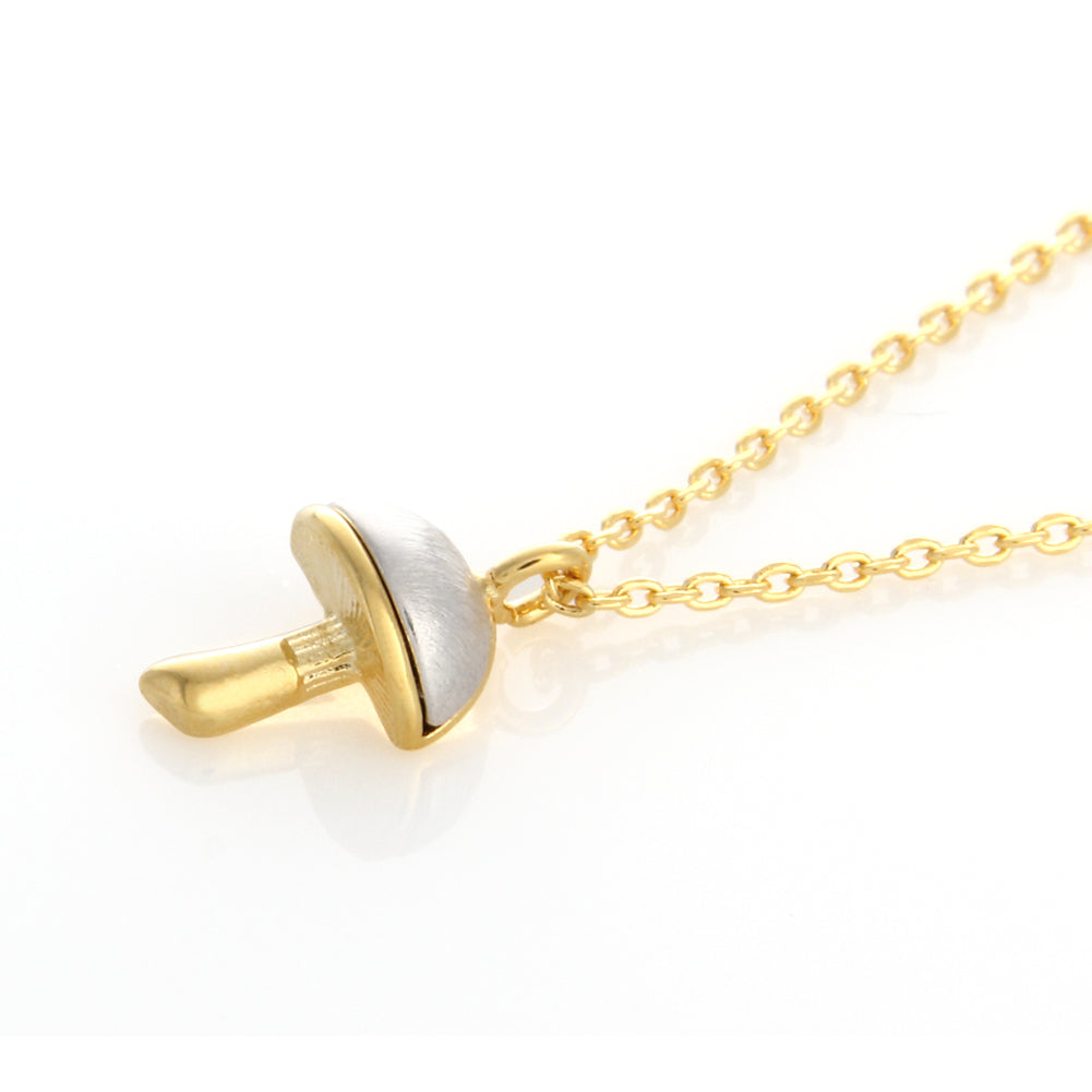 2 Tone mushroom Shape Pendant Necklace