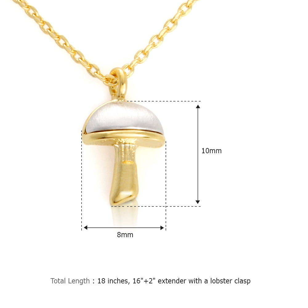 2 Tone mushroom Shape Pendant Necklace